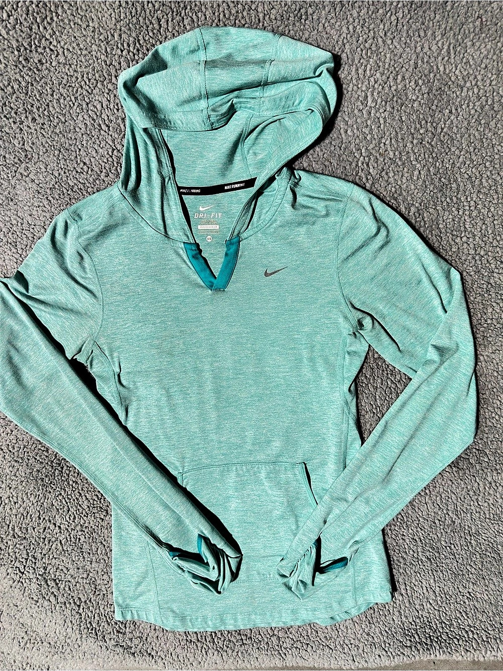 Nike Dri-FIT Running Pullover Hoodie Women's Hooded Long Sleeve Green Size XS